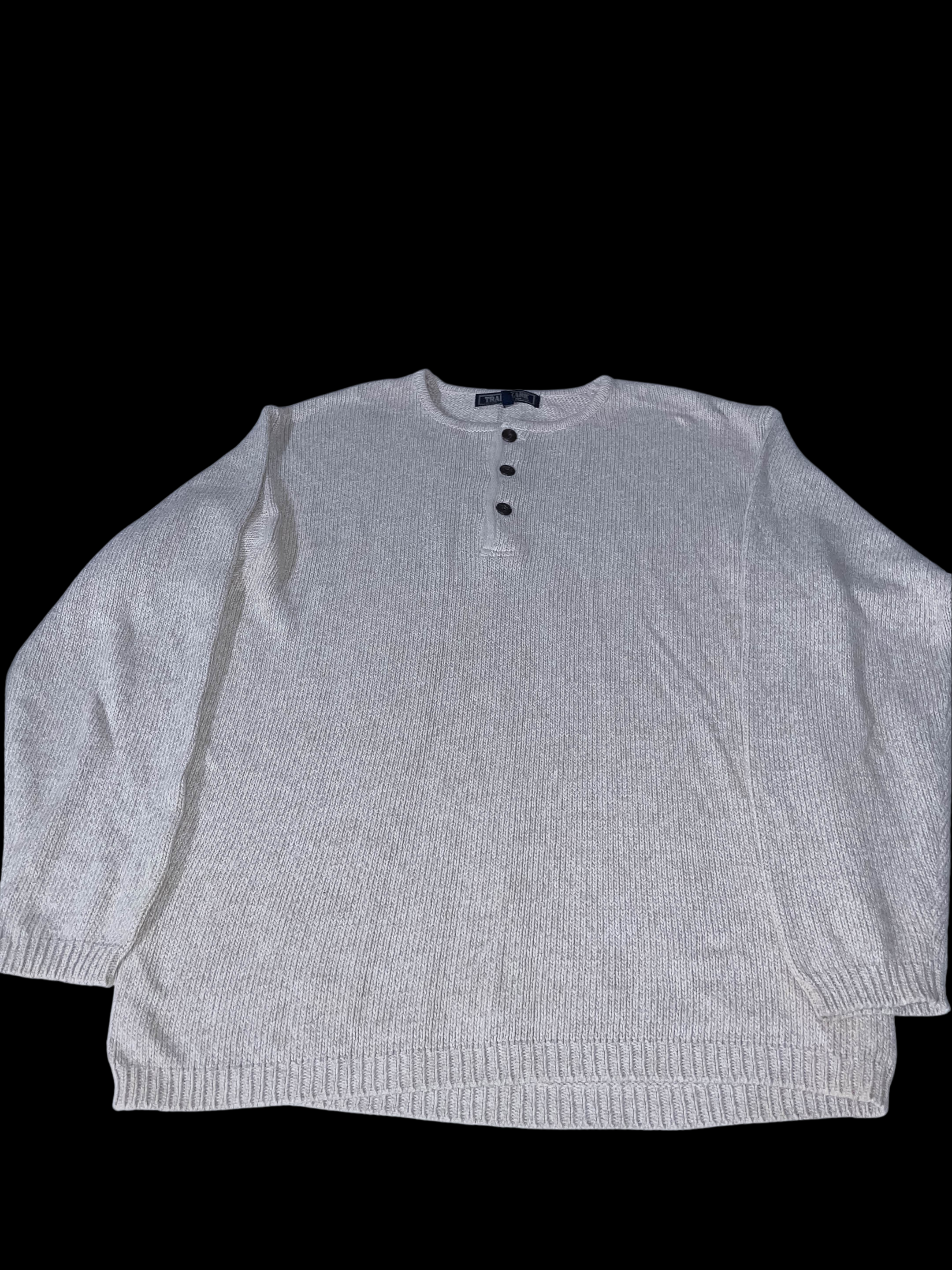 Vintage St Bernard Trademark 1/4 button up mens thick cotton small cream sweater 