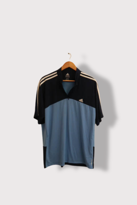 Vintage Adidas Fleece 1/4 zip mens blue polo shirt XL