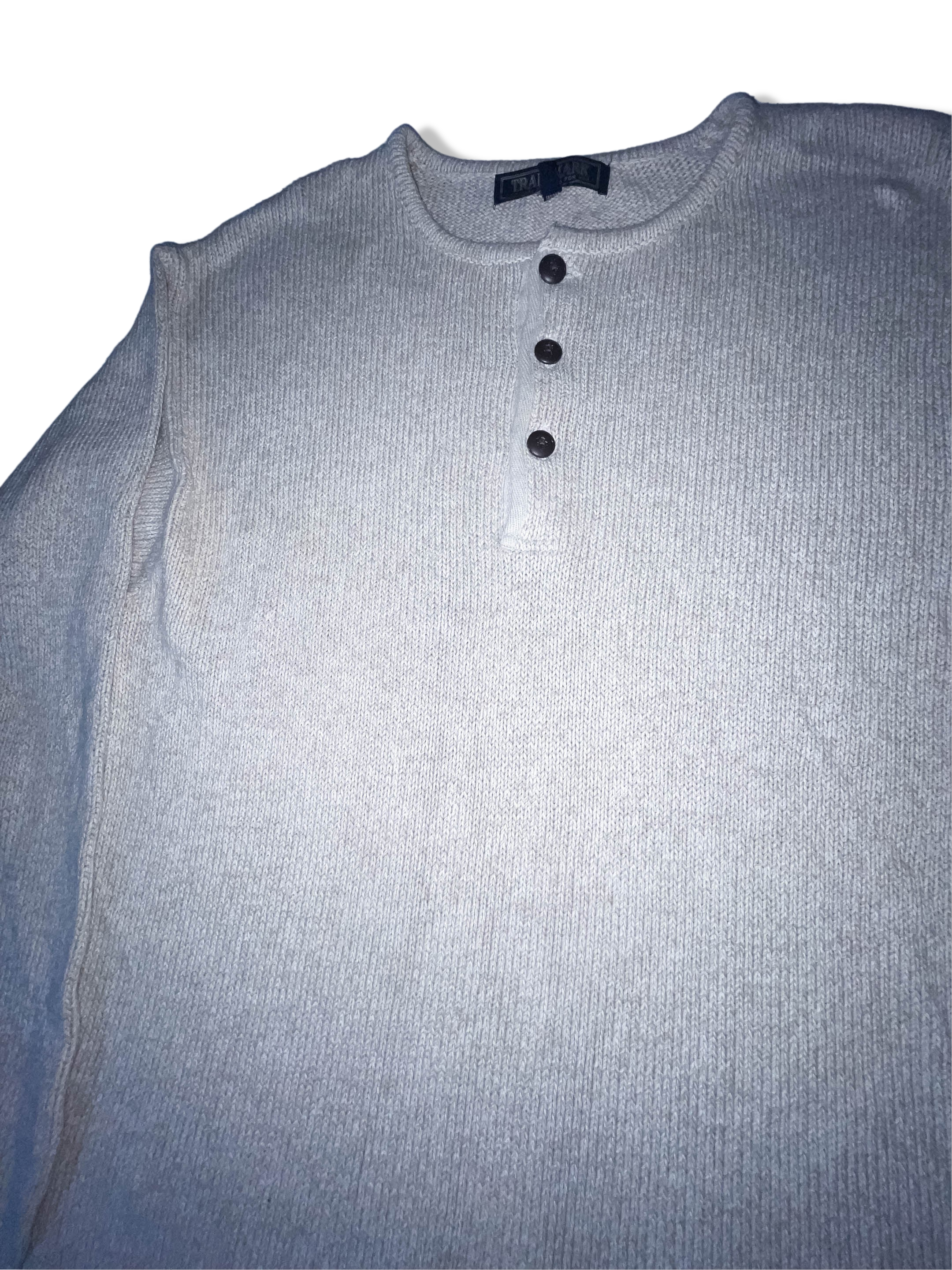 Vintage St Bernard Trademark 1/4 button up mens thick cotton small cream sweater 