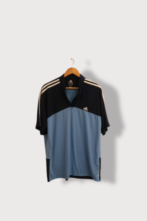 Vintage Adidas Fleece 1/4 zip mens blue polo shirt XL
