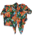 SEXY Tropical floral Print Knot Hem Crop Blouse XXL
