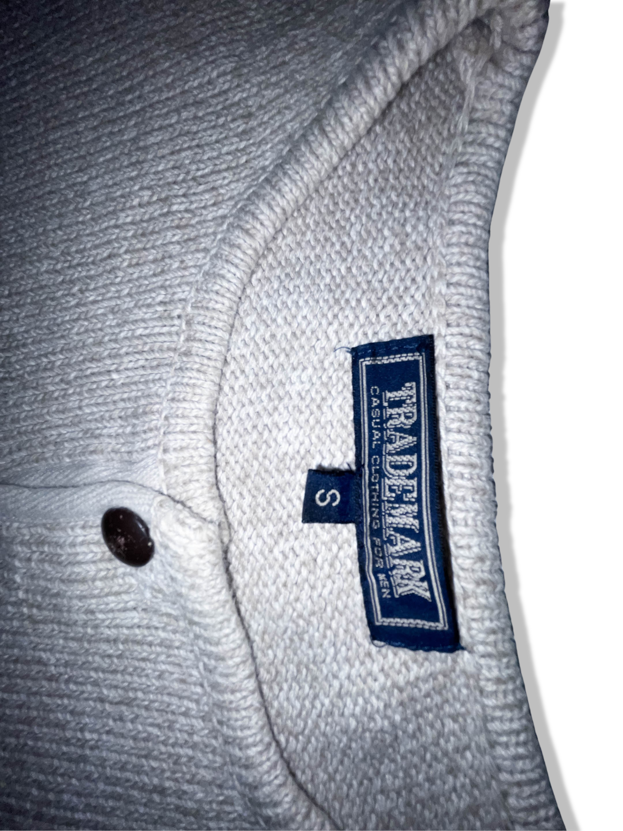 Vintage St Bernard Trademark 1/4 button up mens thick cotton small cream sweater 