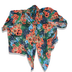 SEXY Tropical floral Print Knot Hem Crop Blouse XXL