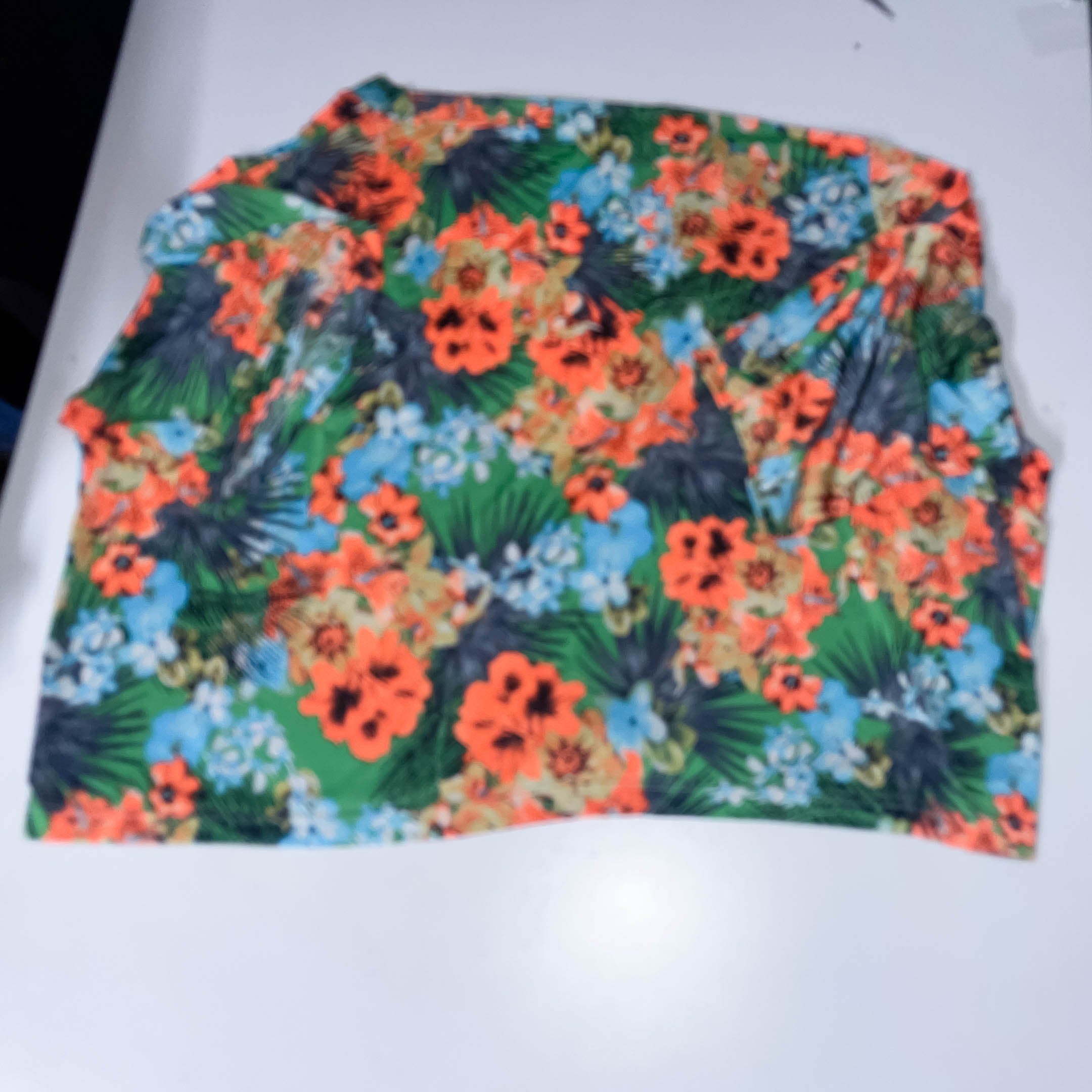 SEXY Tropical floral Print Knot Hem Crop Blouse XXL