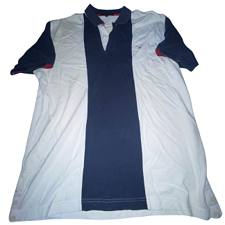 Vintage Gant USA large white and blue colourblock mens polo shirt