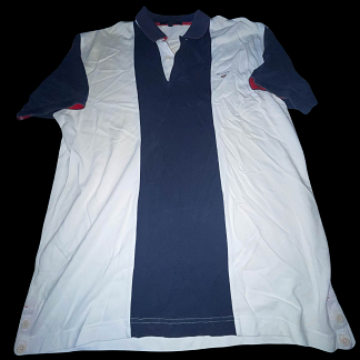 Vintage Gant USA large white and blue colourblock mens polo shirt