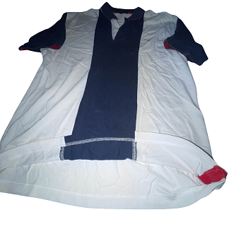 Vintage Gant USA large white and blue colourblock mens polo shirt