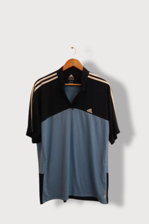Vintage Adidas Fleece 1/4 zip mens blue polo shirt XL
