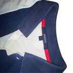 Vintage Gant USA large white and blue colourblock mens polo shirt
