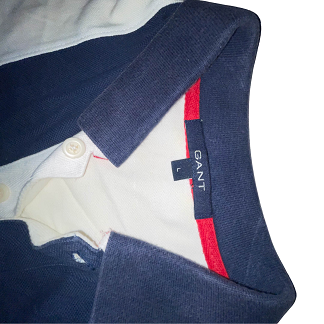 Vintage Gant USA large white and blue colourblock mens polo shirt