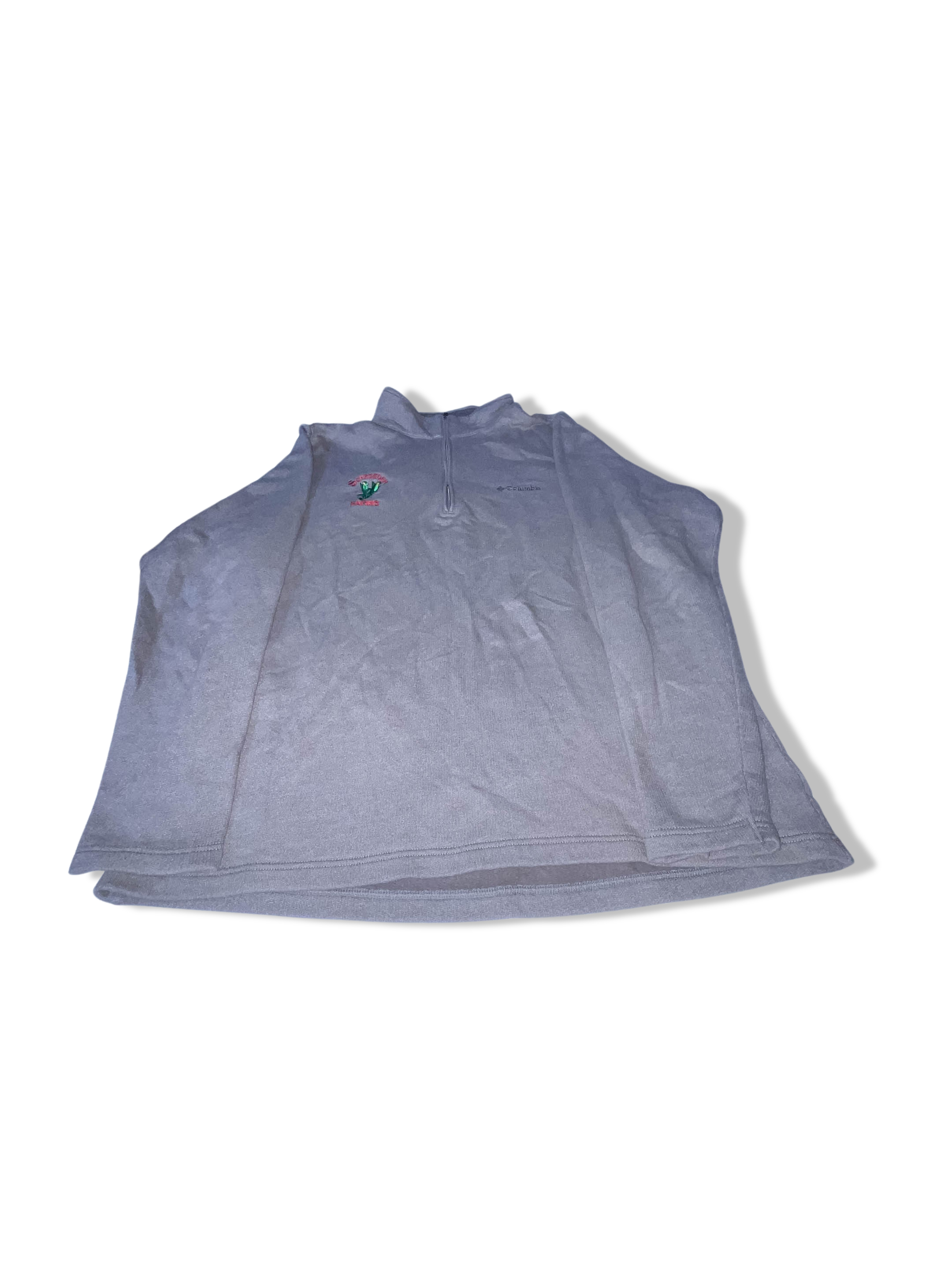 Vintage Mens Columbia sportwear grey 1/4 zip up high neck fleece large sweatshirt