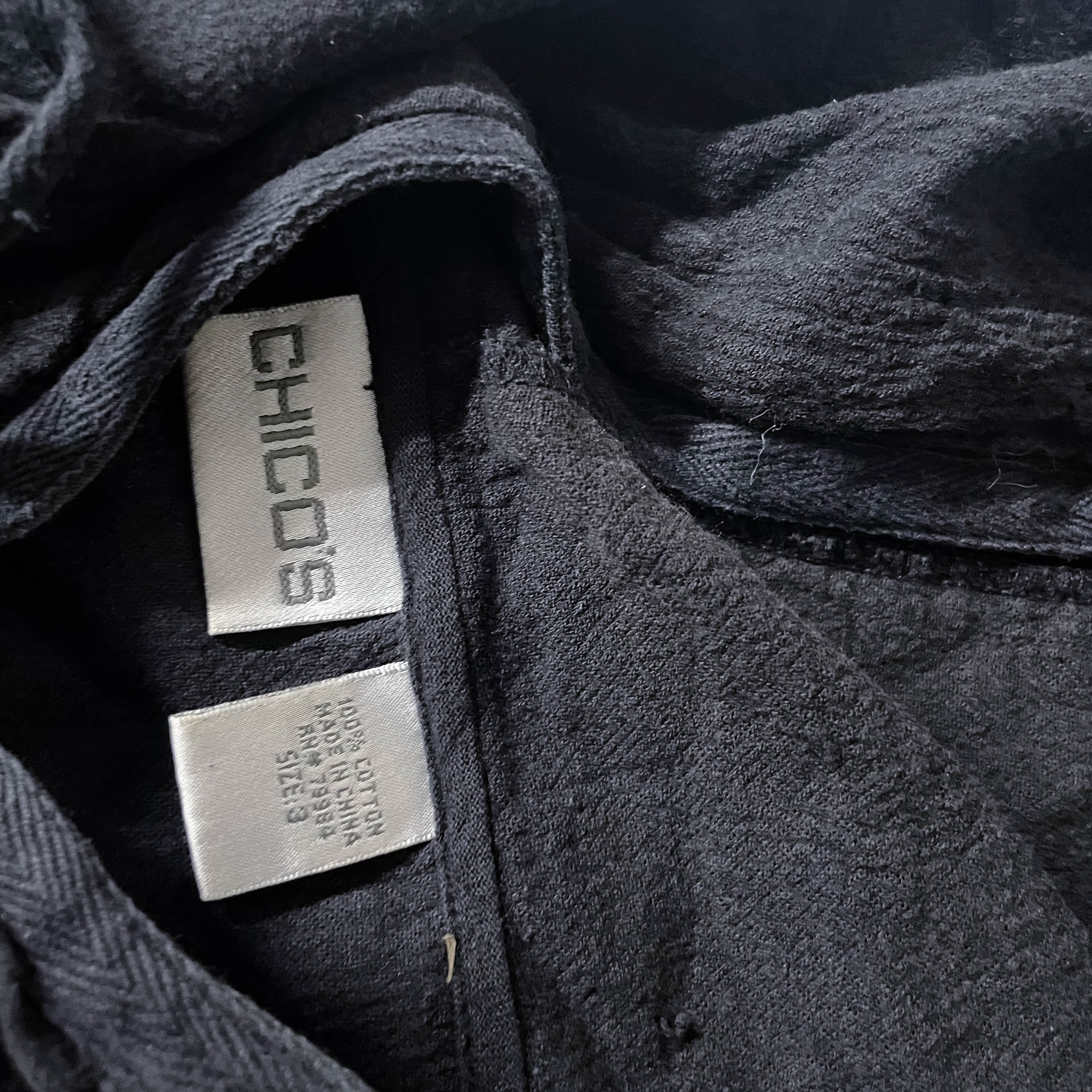 Vintage Chicos black full zip up soft material hoodie size M/L