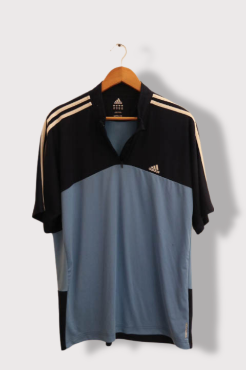 Vintage Adidas Fleece 1/4 zip mens blue polo shirt XL
