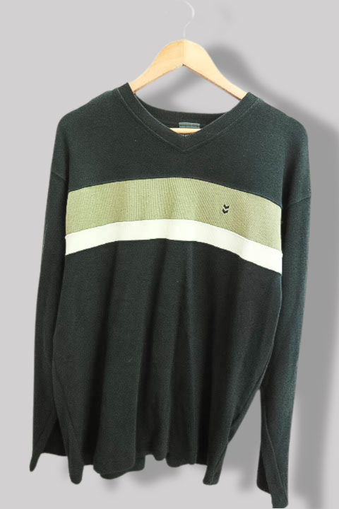 Vintage Hummel teamsport black colorblock vneck sweatshirt L