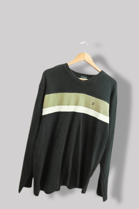 Vintage Hummel teamsport black colorblock vneck sweatshirt L