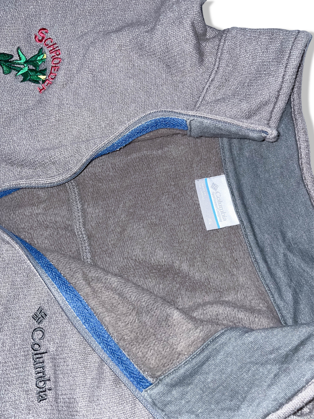 Vintage Mens Columbia sportwear grey 1/4 zip up high neck fleece large sweatshirt