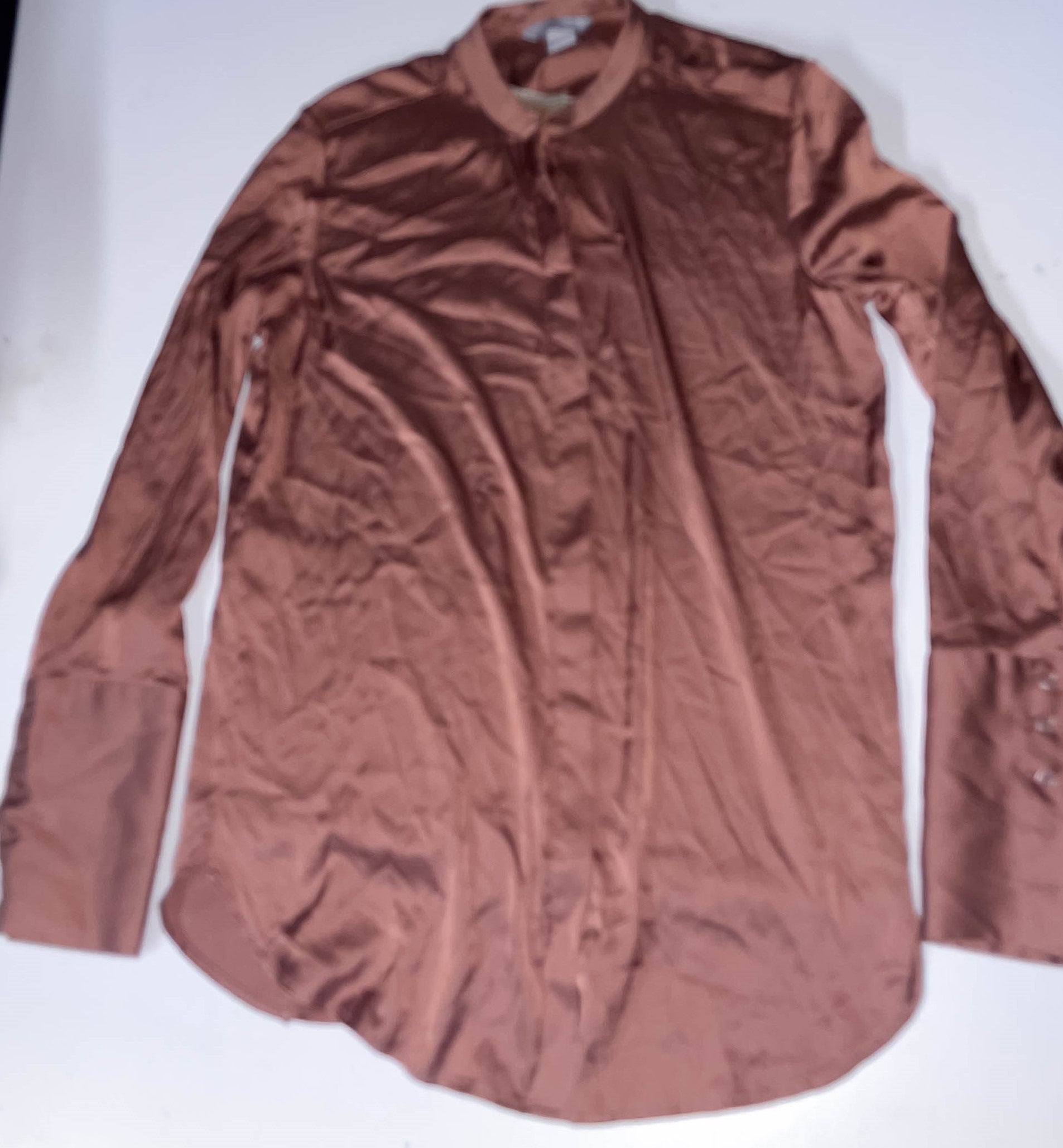 Vintage brown H&M womens silk satin long sleeve tshirt US 6/EUR 36