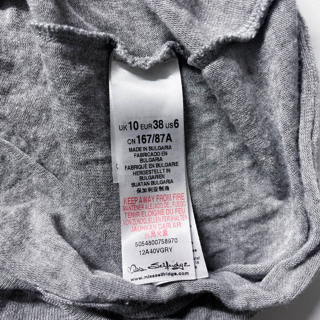 Miss Selfridge Y2k grey womens solid twist hem top uk 10