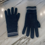 Vintage Peacock hand knitted navy blue glove