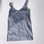 Vintage Nouvelle Seamless lace trim ribbed medium v-neck grey tank top