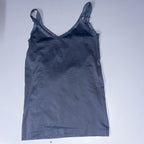 Vintage Nouvelle Seamless lace trim ribbed medium v-neck grey tank top