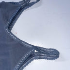 Vintage Nouvelle Seamless lace trim ribbed medium v-neck grey tank top