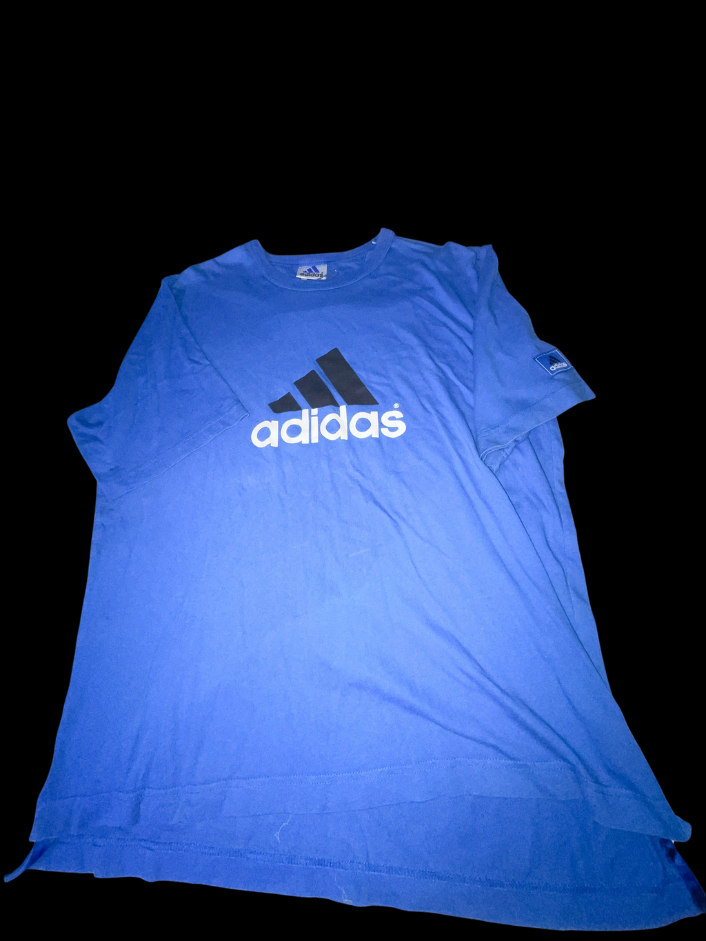 Vintage mens large blue Adidas big logo tees