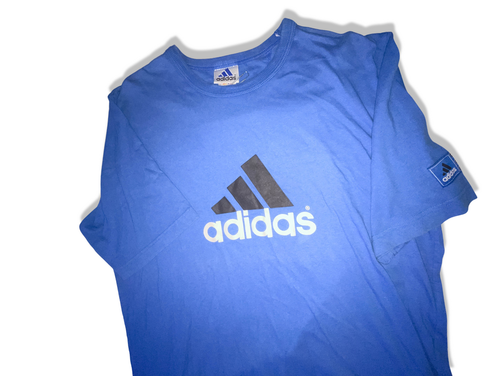 Vintage mens large blue Adidas big logo tees