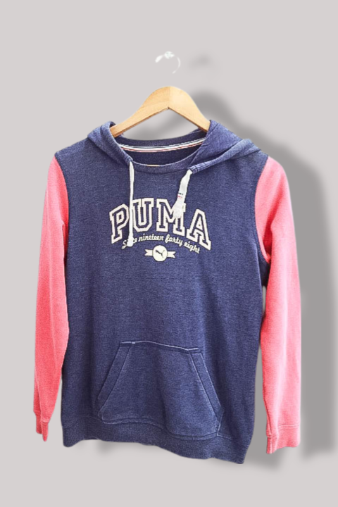 Vintage Puma Pink and Blue Color block medium womens hoodie