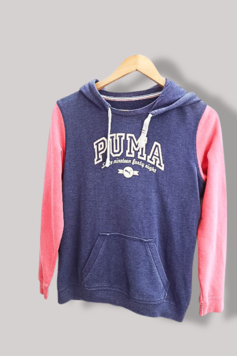 Vintage Puma Pink and Blue Color block medium womens hoodie