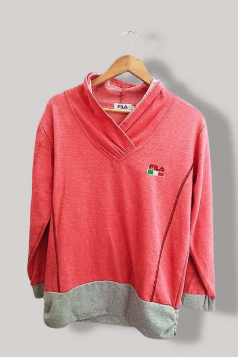 Vintage Fila Italia orange womens v-neck large sweatshirt