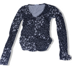 Womens Y2k Maison D'Amelie black floral print small top