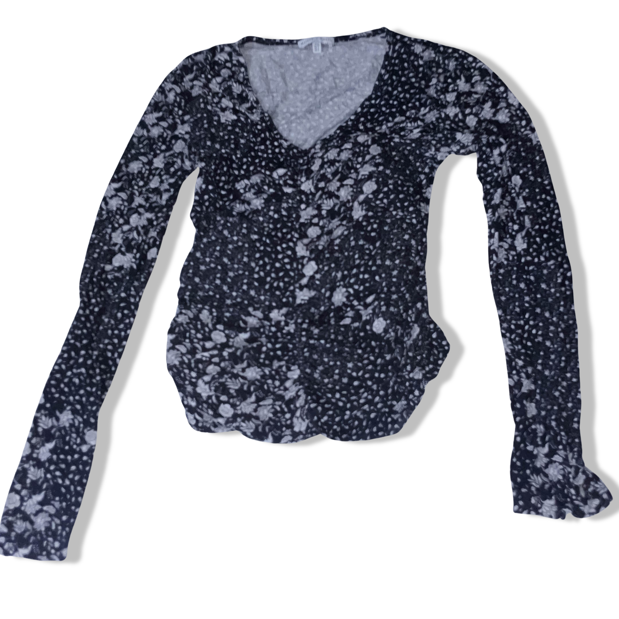 Womens Y2k Maison D'Amelie black floral print small top