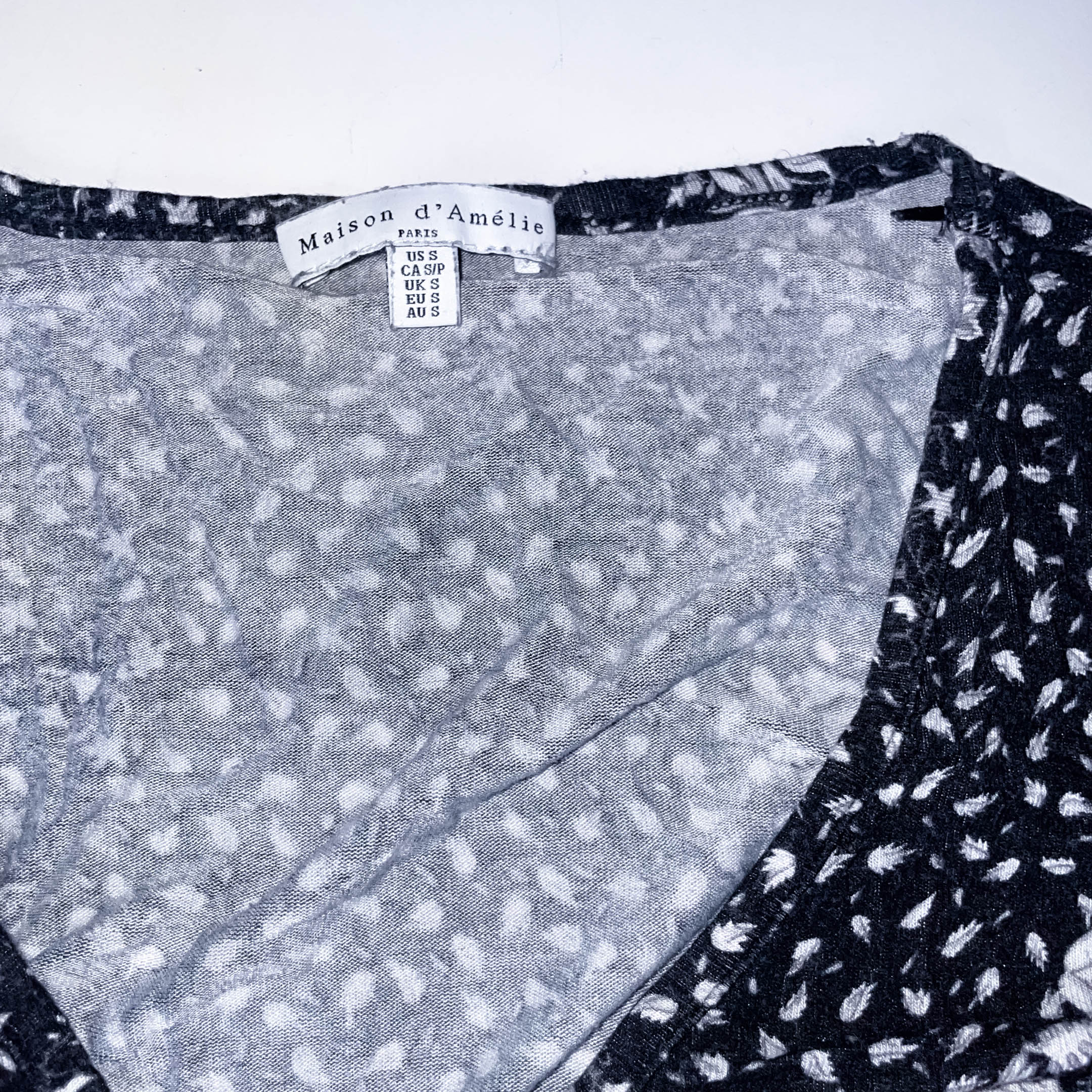 Womens Y2k Maison D'Amelie black floral print small top
