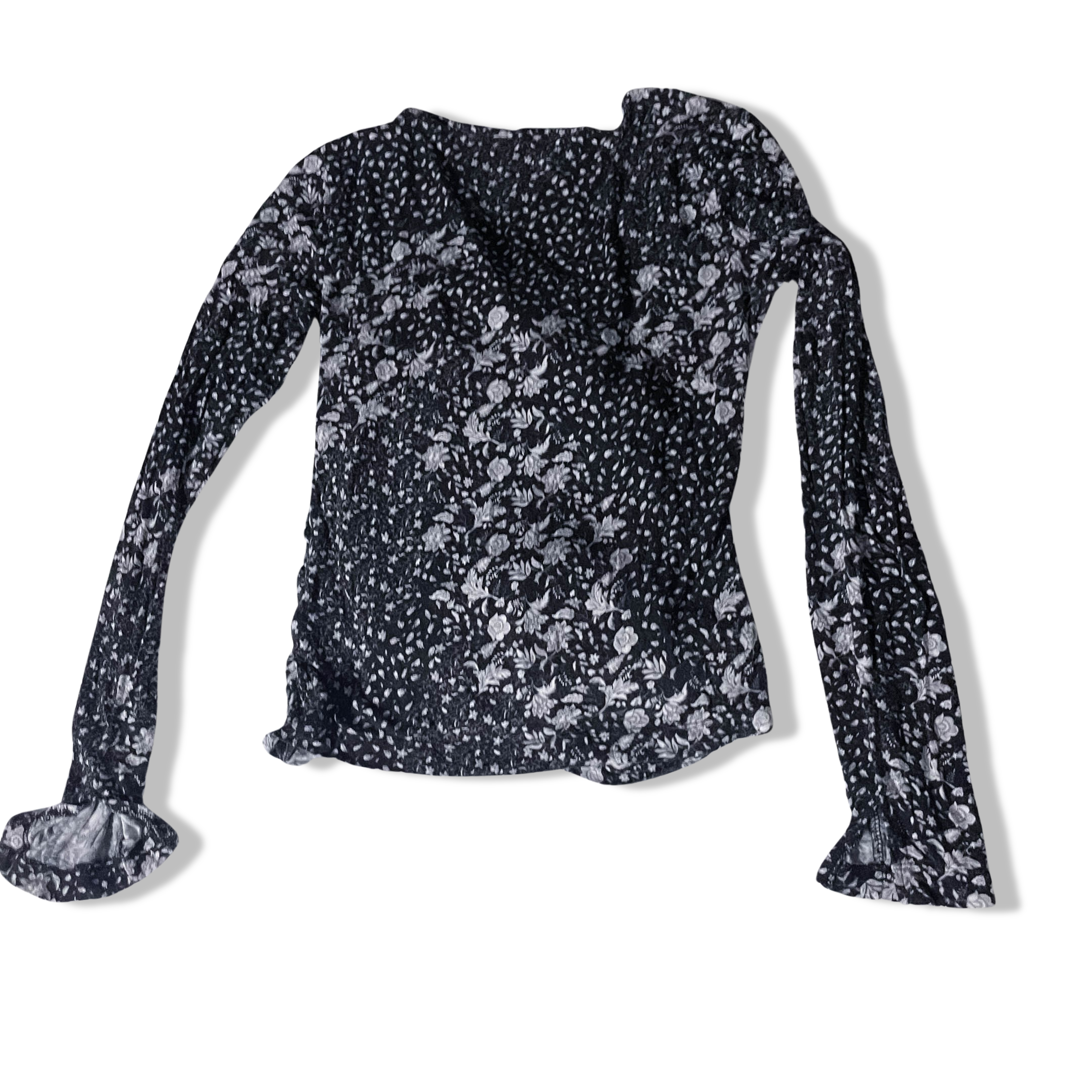 Womens Y2k Maison D'Amelie black floral print small top