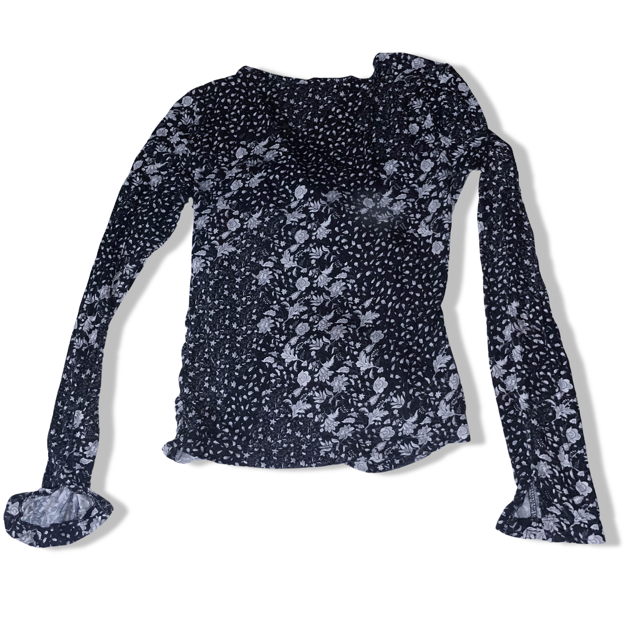 Womens Y2k Maison D'Amelie black floral print small top