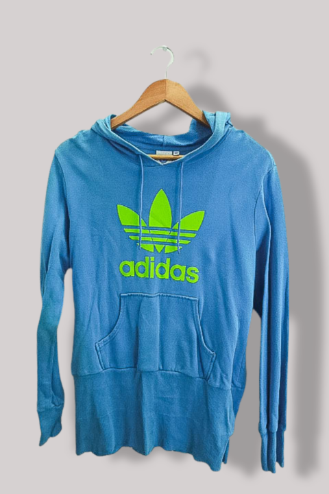 Vintage Adidas big logo blue medium regular fit hoodie