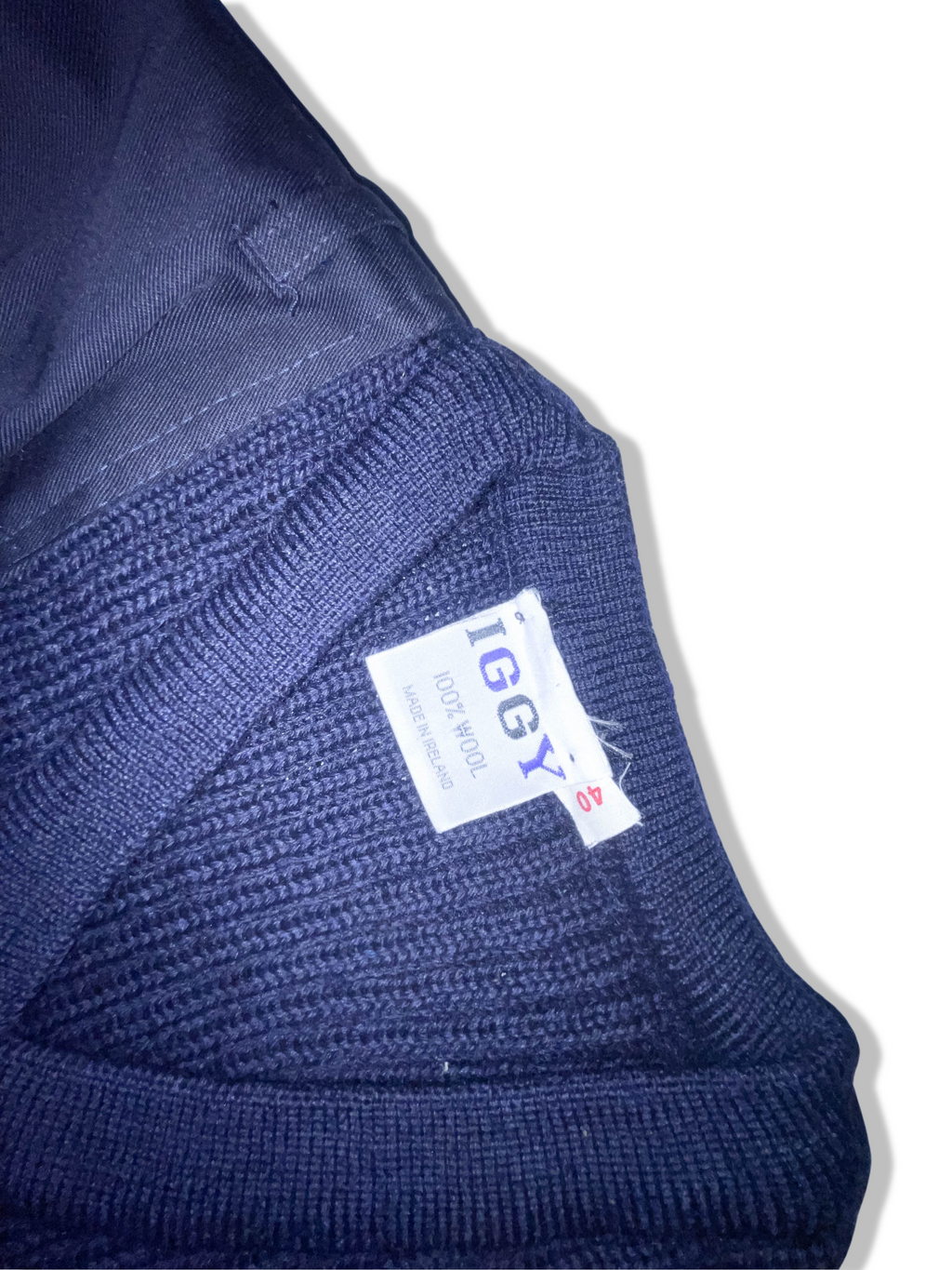 Vintage Iggy blue wool large V-neck jumper