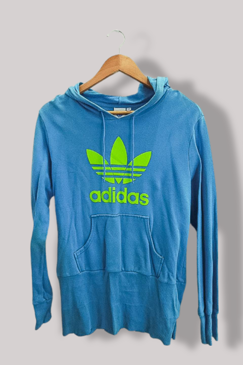 Vintage Adidas big logo blue medium regular fit hoodie