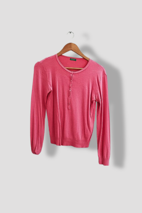 Vintage United colors of benetton 1/4 button pink small sweatshirt