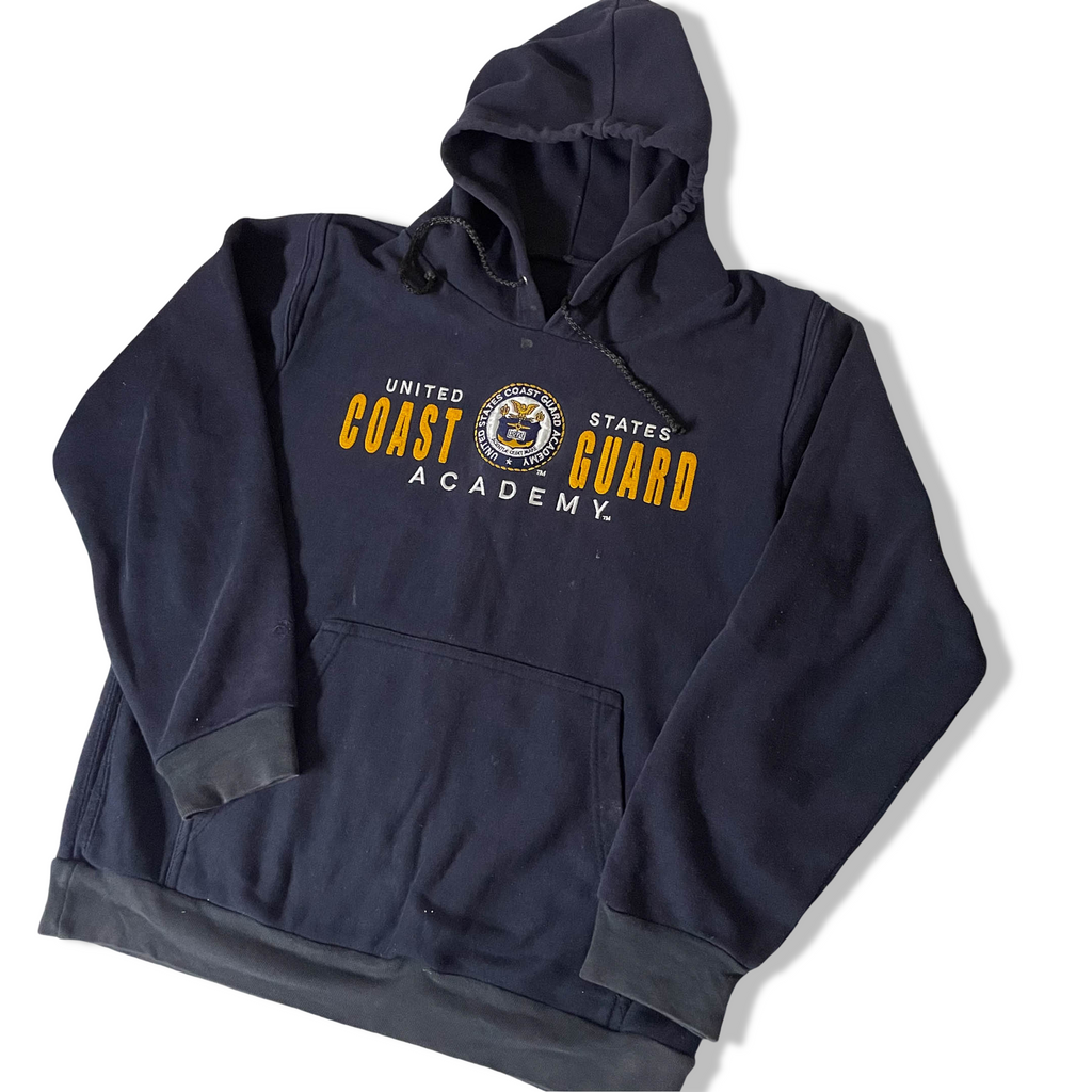 Vintage United State Coast Guard Academy logo print mens blue hoodie in S| 3710