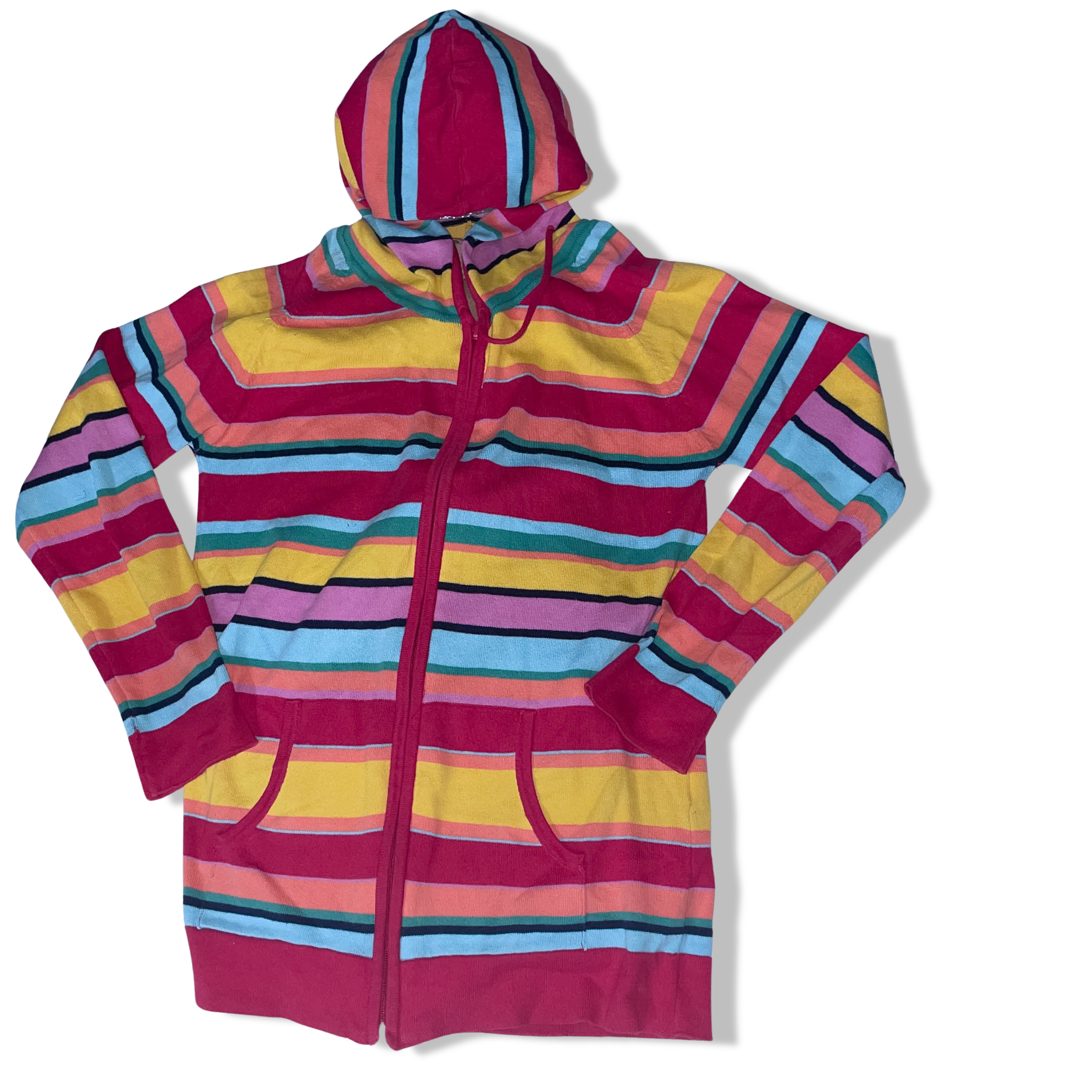 Multi stripe y2k full zip up medium hoodie