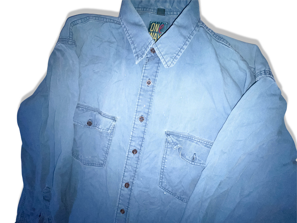 Vintage One way green denim long sleeve regular fit medium shirt