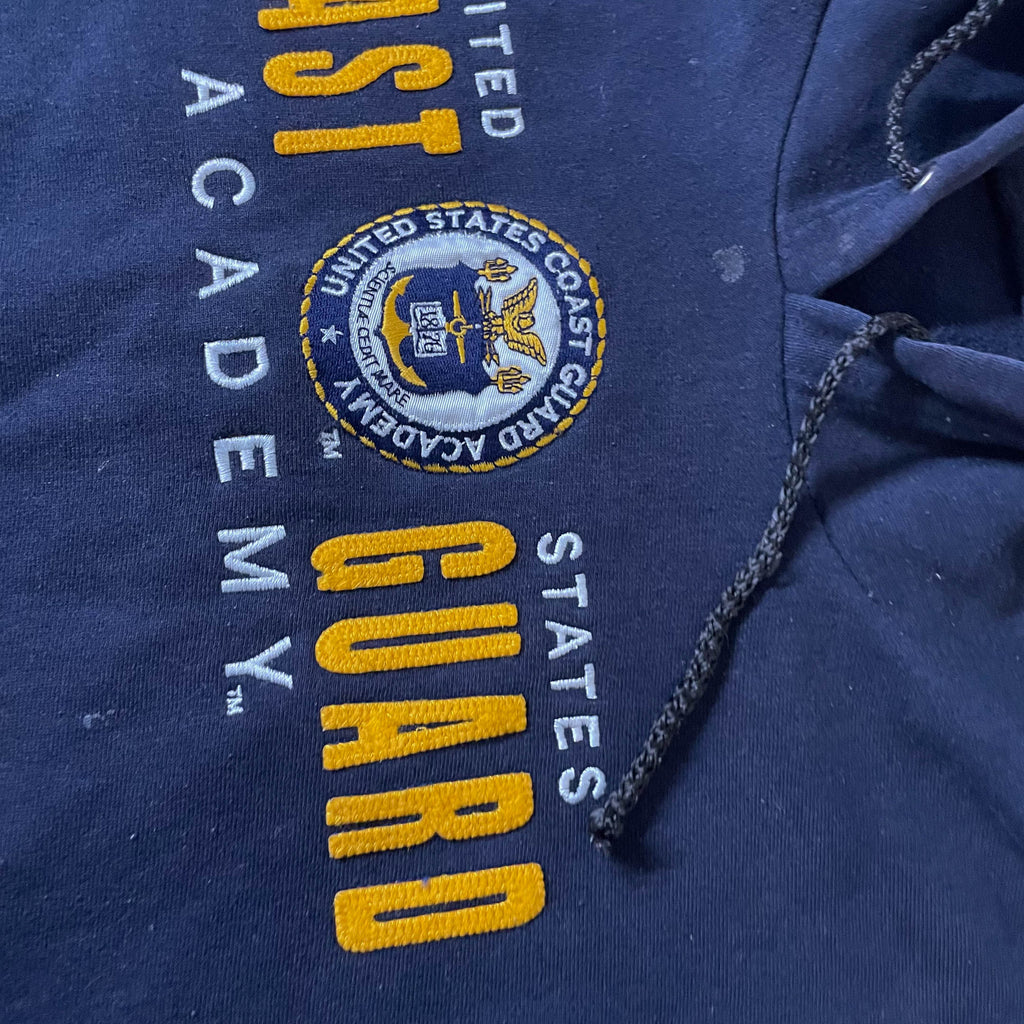 Vintage United State Coast Guard Academy logo print mens blue hoodie in S| 3710