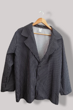 Vintage press fanentic womens satin polyester black stripped medium top and trouser
