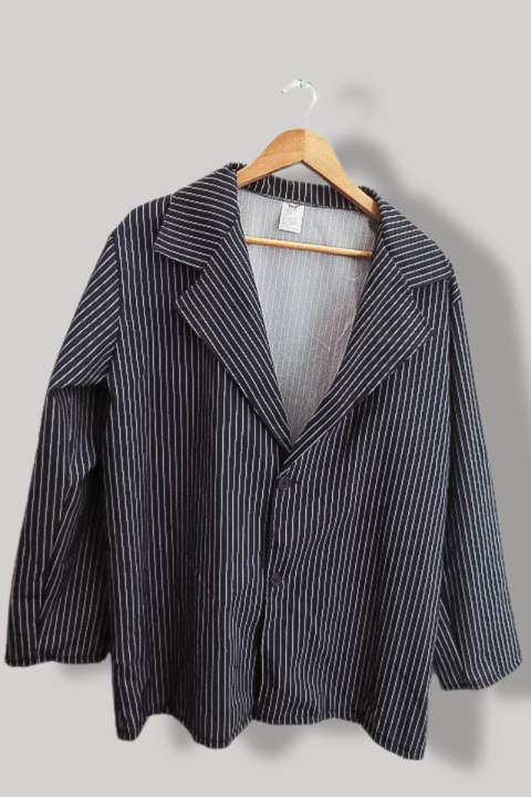 Vintage press fanentic womens satin polyester black stripped medium top and trouser
