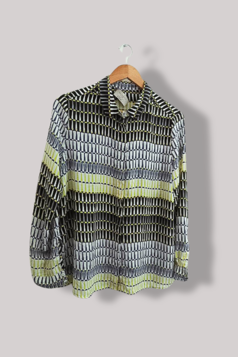 Vintage Paul Costelloe living studio geometric pattern multi large womens shirt