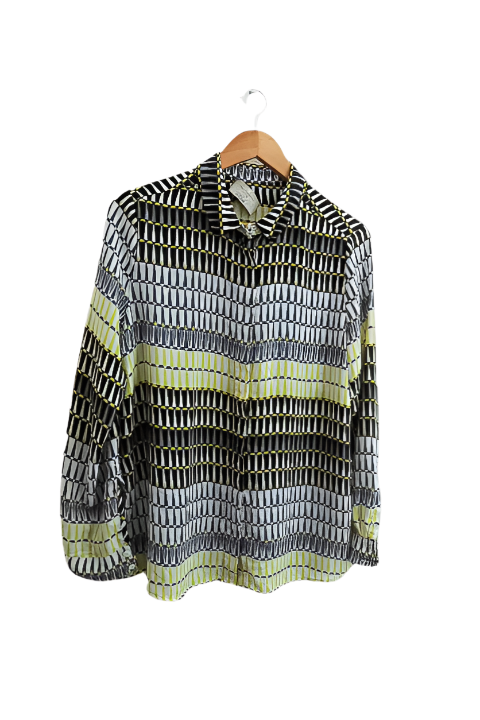 Vintage Paul Costelloe living studio geometric pattern multi large womens shirt