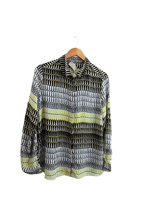 Vintage Paul Costelloe living studio geometric pattern multi large womens shirt