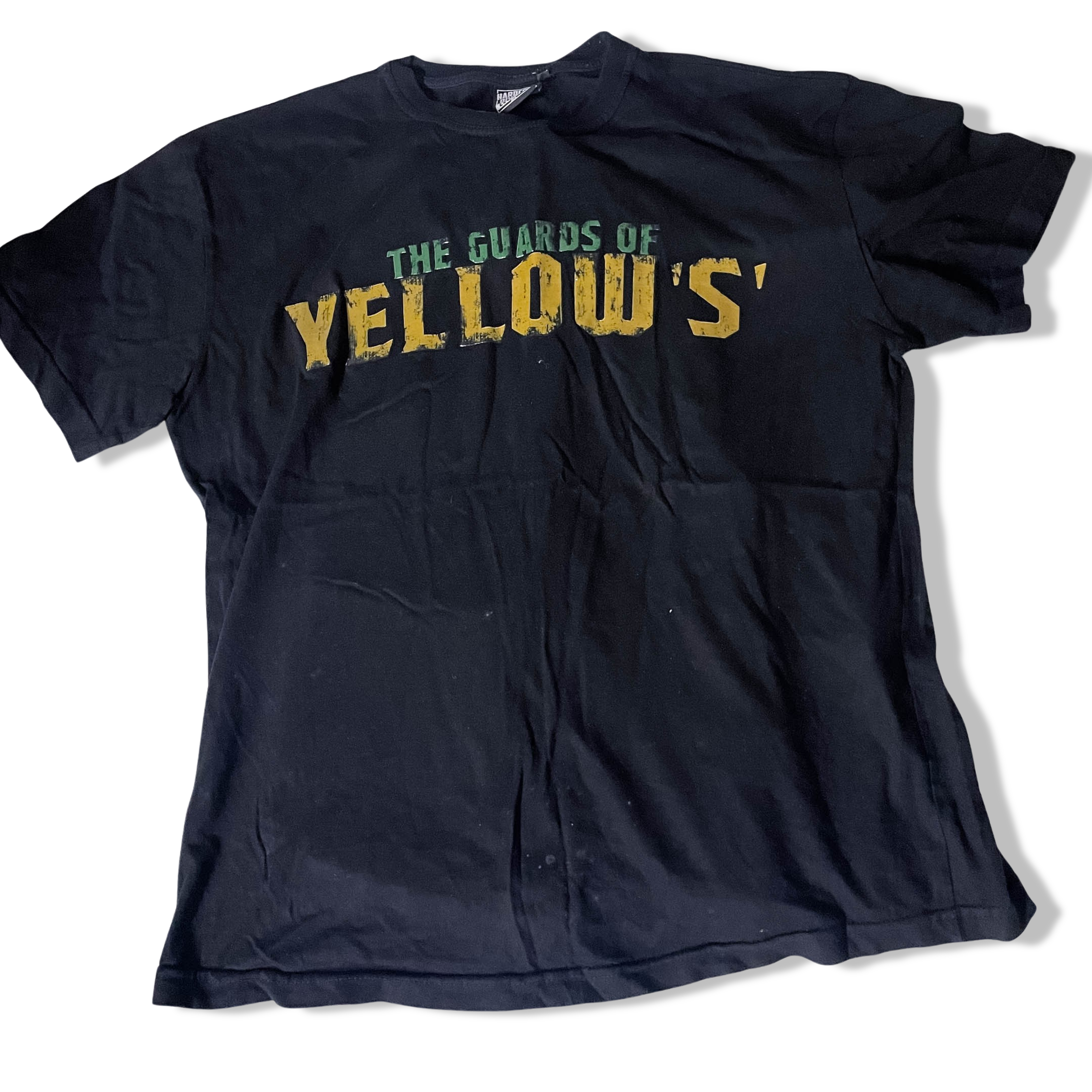 Vintage Black Hardcore division clothes 2015 the guards of yellow graphics tees XL
